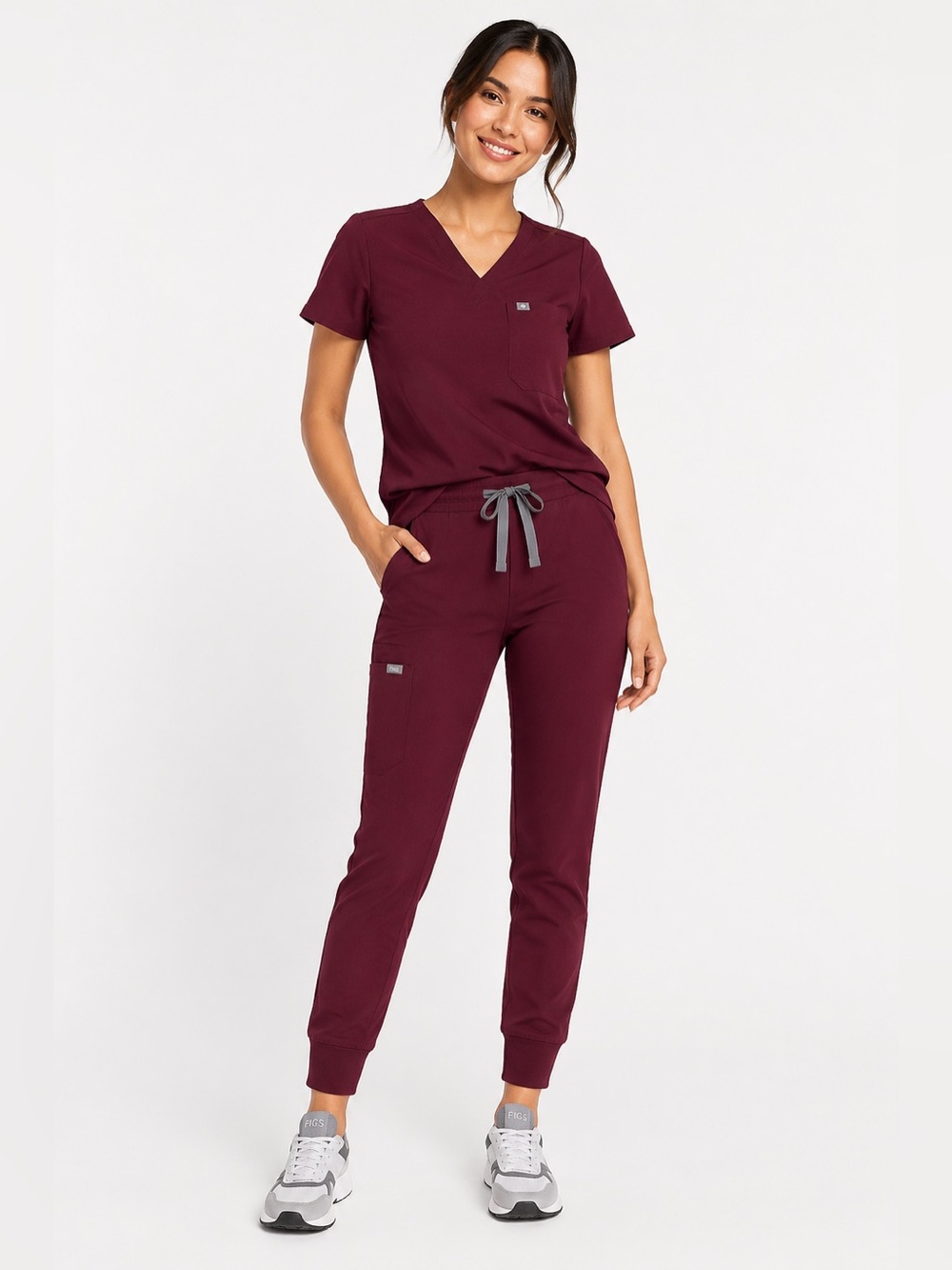 FIGS Zamora Jogger Scrub Pants XS Burgundy Medical Core